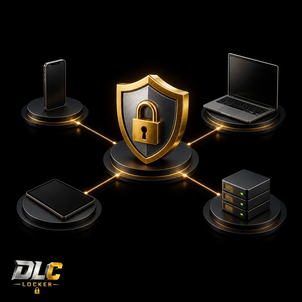 Secure device network: DLC Locker managing phones, tablets, laptops and servers